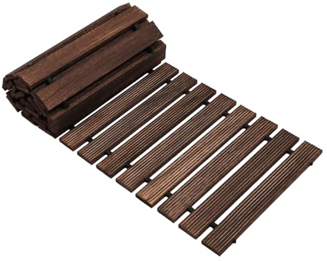 GIDRLL Ausrollbarer Holz Gartenweg, Rollweg Gehweg aus Holz mit Anti-Rutsch Oberfläche & Silikonseilebindung, Holztritt für Garten, Terrasse, Strand, Hinterhof & Hochzeit Deko, 244x43x1.5cm