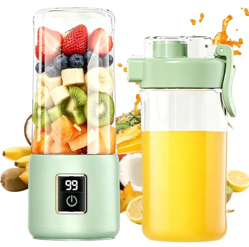 Portable Blender, 500ml Personal Blender USB Rechargeable, Fruit Juicer Mixer with 12 Blades, Travel Cup, Personal Smoothie Maker for Shakes and Smoothies, Gym Office Outdoors