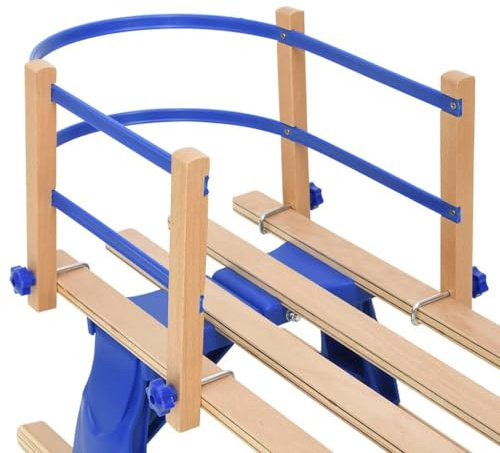 QUAHEAS Sledge Backrest Made of Sturdy Plywood in Blue with Double Slat Design for Secure Grip, Dimensions 98.5 x 16 x 0.22 cm, Suitable for Children up to 50 kg, Ideal for Winter, Snow