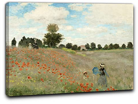 Niik Quadro + Telaio (BC) i Papaveri di Claude Monet 60 x 46 x 1,7 cm Falso d'autore Stampa su Tela