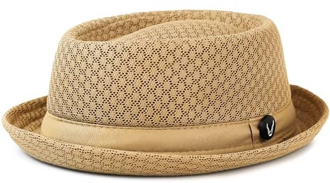 The Hat Depot Unisex-Hut, leicht, klassisch, weich, kühl, Netzstoff, Pork Pie, Khaki, L/XL