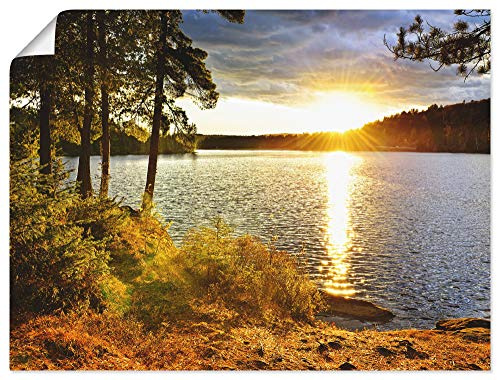 ARTLAND Wanddeko Poster & Kunstdrucke Wandposter 60x45 cm Landschaften Sonnenaufgang Sonnenuntergang See Fotografie Bunt Sonnenuntergang über See Algonquin Park T6AF