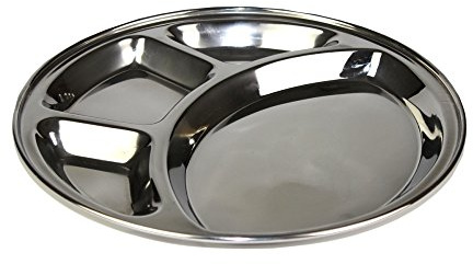 Original indischer Servierteller Thali, aus Edelstahl, 30cm Durchmesser - 4er Vorteilspaket [als 1er, 4er und 10er Packung erhältlich]