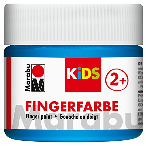 Marabu 03030050253 - Kids Fingerfarbe blau 100 ml, Fingermalfarbe auf Wasserbasis, parabenfrei, vegan, laktosefrei, glutenfrei, geeignet zum Malen in Kindergarten, Schule, Therapie und zu Hause