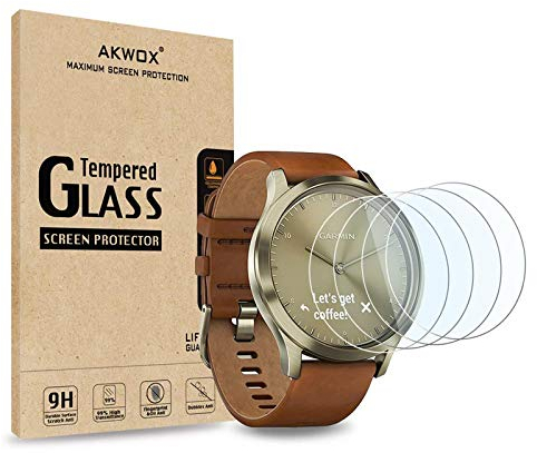 AKWOX [4 Stück] Kompatibel mit Garmin Vivomove HR Schutzfolie aus Glasfolien, 0.33mm 9H Härte Kratzfest Displayschutzfolie für Garmin Vivomove HR