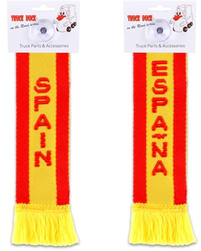 TRUCK DUCK® LKW Auto Minischal Spain Spanien Mini Schal Wimpel Flagge Saugnapf Spiegel Deko