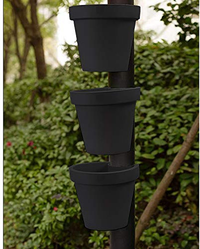 GEEZY Drain Pipe Flower Pot - Set of 3 Innovative Hanging Plant Pot for Outdoor Use, Fits 99% Pipes, Weatherproof Plastic Planter, Clever Design for Flowers & Salads, Black, 3kg Capacity