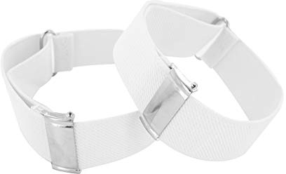 axy 1 Paar Herren Hemd Ärmelhalter - Hülsenhalter - Ärmelband - elastisch und größenverstellbar Unisex (Weiss)