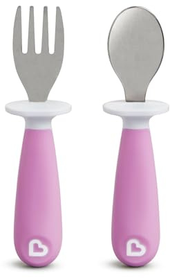 Munchkin Raise Toddler Fork & Spoon Set, Purple
