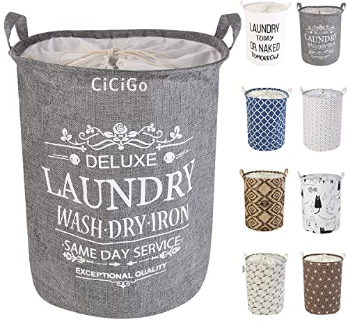 LessMo 19,7 Clasificador de Almacenamiento de canastas de lavandería, cestos de lavandería Plegables, Ropa de algodón Redonda Impermeable