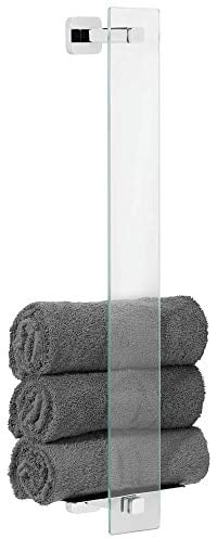 tesa ELEGAANT - Toallero de Pie Elegante para Baños - Montaje sin Taladrar - Alta Fuerza de Fijación con Tecnología Power.Kit - 127 x 180 x 667 mm - Acero Inoxidable