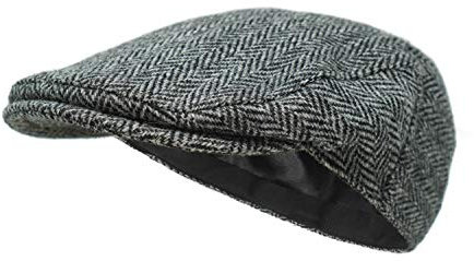 Borges & Scott Nevis Schirmmütze – Schiebermütze aus 100% handgewebter Wolle - Harris Tweed - wasserabweisend - Holzkohle Fischgrätenmuster 60cm