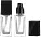 2Pcs 30ml/1oz Empty Clear Square Glass Emulsion Essence Pump Bottle With Black Pump Head Cosmetic Foundation Travel Jars Containers Dispenser for Lotion Cleanser Essential Oils