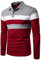 VANVENE Men's Fashion Polo Shirts Long Sleeve Rugby Patchwork Topss Shirts Outdoor Sport Breathable Shirts Tops Tee Grey Red, 2XL