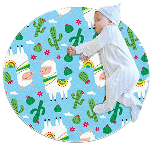 Krabbelmatten rutschfeste Fußmatten Kindergarten Kinderspielmatten Kinderteppich Spielmatten Kinderspielmatten,Alpaka Lama Blau