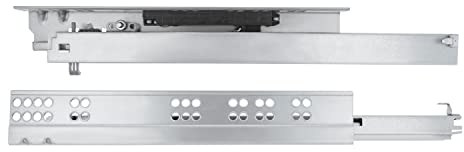 Amig - Juego de 2 guías Correderas Mod.45 de Acero Zincado para Cajones de Muebles Cajoneras o Armarios De Extracción Total Autocierre y Apertura Push, Resistencia: 25 Kg/Par Medidas: 300 mm, Plateado