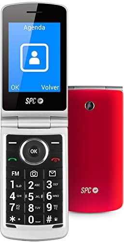 SPC Opal - Teléfono móvil de Tapa con Gran Pantalla, Letras y Teclas Grandes, Volumen Extra Alto, fácil de Usar, configuración remota, Radio FM, Agenda, Color Rojo