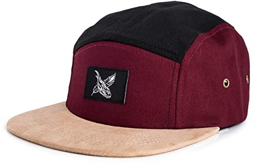 Blackskies® Port Elizabeth 5-Panel Cap Wildlederschirm aus Kunstleder Unisex Baseball Mütze Weinrot