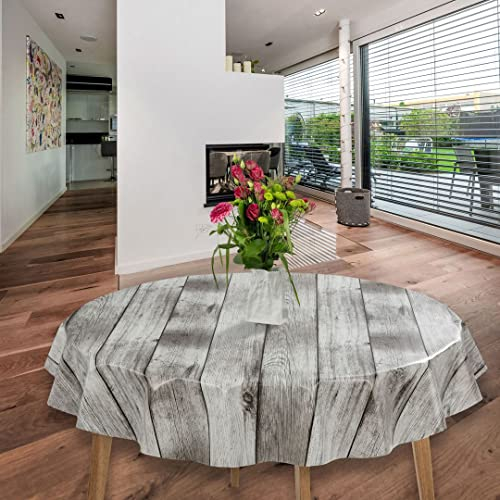 laro Wachstuch-Tischdecke Abwaschbar Garten-Tischdecke Wachstischdecke PVC Plastik-Tischdecken Eckig Meterware Wasserabweisend Abwischbar GAC, Muster:Holzoptik l. braun, Größe:140cm Rund