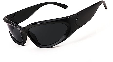 FEISEDY Schnell Brille Rave Wraparound Futuristische Sonnenbrille Punk Sportbrille Y2K Coole Techno Brillen für Herren Damen mit UV400 Schutz B2951
