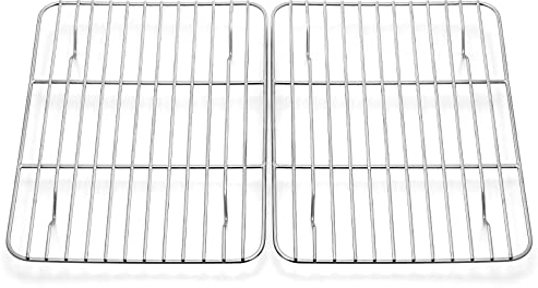 Small Cooling Racks Set of 2, Onader Stainless Steel Wire Oven Racks for Cooling Baking Roasting Grilling Cooking, Fit Baking Tray & Toaster Oven, Healthy & Heavy Duty & Dishwasher Safe, 24.5x19x1.5cm