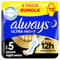 Always Ultra Sanitary Towels Secure Night Extra (Size 5) with Wings 18 Pads, Super Absorbent and Ultra Thin, for Menstrual Periods, Pack of 4