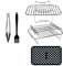 DuDuZui Heißluftfritteuse Grillrost für Dual Zone Heißluftfritteuse, Zubehör Beinhaltet 1 Steam Grill Rack, 1 Spieß Rack, 1 Food Zange, 1 Ölpinsel, 1 Silikon Air Fryer Liner, für Air Fryers
