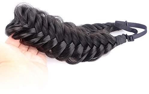 Gledola Messy Synthetisches Haar Geflochtenes Stirnband Klassisches Chunky Wide Geflochtenes Stirnband (Natürliches Schwarz)