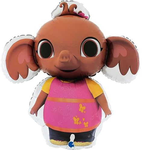 Grabo Folienballon Geburtstag Sula di Bing, Kinderpartyballon, Folienballon mit Strohhalm zum Aufblasen, bunte Luftballons Made in Italy 66 x 72 cm