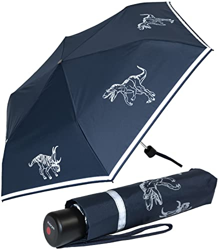 Knirps 4Kids Kinder-Taschenschirm reflective mit Reflexborte und reflektierenden Dinos - Big