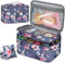 FINPAC Nähzubehör Organizer Tasche, Doppel-Schicht Aufbewahrungstasche mit Nadelkissen für Fäden, Nadeln, Stickgarnzubehör, Filzsets, Tasche für Nähset, Nähzeug Tragetasche, Hibiskus