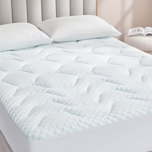 EHEYCIGA Gel Topper 160x190cm, Matratzentopper 160x190cm Memory Foam, Matratzen Topper mit extra tiefem Tasche, Weiß
