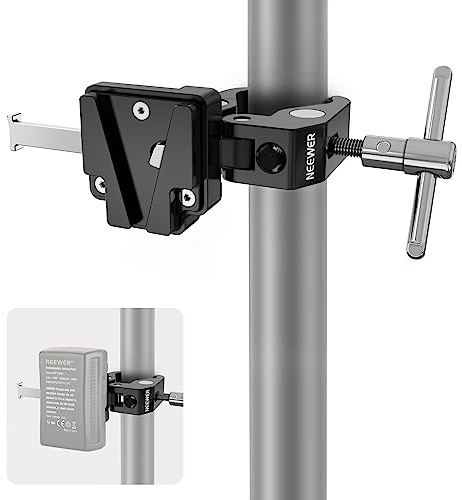 NEEWER Pinza per batteria V-Lock con morsetto per treppiede, supporto cardanico e asta da 15 mm, compatibile con batterie FXLION Sony, Neewer V, PS006