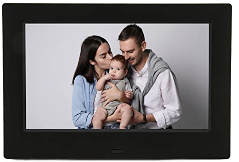 Digitaler Bilderrahmen, 7 Zoll 1080P Smart Digital Photo Frame Elektronisches Album, mit Uhr und Kalender, für Werbung für Geburtstagsfeiern (EU-Stecker)