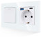 JIMEIDA Lichtschalter mit USB Steckdose Weiß, USB A und Typ C Port max.3.1A,1 Fach 1 Weg mit Glas Platte, Modernem Kristall Wippschalter Wandschalter,10 Amp, 250 V