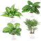 PASCH® Lot de 4 plantes tropicales artificielles comme de vraies plantes (25 cm) dans des pots en céramique blanche : entre autres Monstera artificiel & Palmier artificiel Areca | Plantes