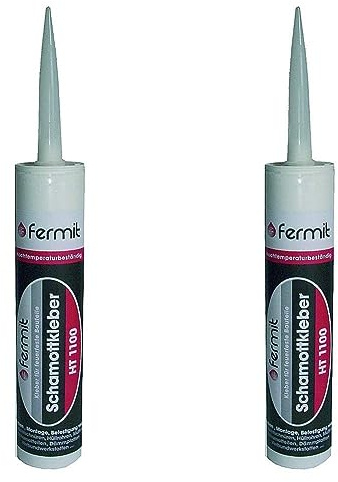 Fermit Schamottkleber HT 1100 - Kleber für feuerfeste Bauteile 310 ml, beige (Packung mit 2)