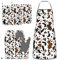DONMYER Kuhdruck Ofenhandschuhe und Topflappen mit Schürze 5er Set Silikon Rindsleder Braun Milch Kuh Druck Küchenhandschuhe und rutschfeste Topflappen Schürze Set Hitzebeständige Ofenhandschuhe Hot