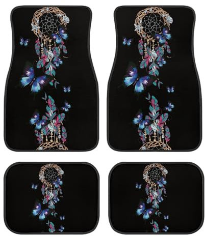 Morbuy Tapis de Voiture Universel, Attrape-rêves Impression Tapis de Sol Voiture avec Dos Antidérapant - Accessoires de Voiture Set - Inclure Avant + Arrière