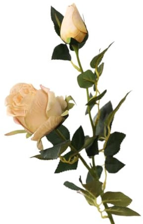 HXSCOO Rose Artificial Flower Home Wedding Artificial Flower Oil Painting Tone European Style Multi-Headed Rose Flower (Color : Champagne)