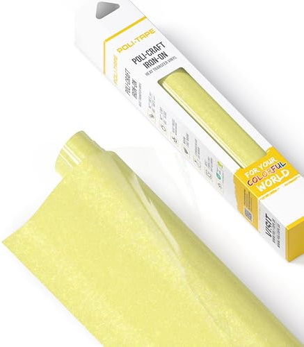 POLI-FLEX® PEARL GLITTER® - Glitzerfolie für Textilien – Flexfolie mit Glitter-Effekt zum Aufbügeln, Plotterfolie für DIY Shirts, Neon Gelb, 30,5 cm x 61 cm