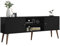 Madesa Soporte de TV Mid-Century consola con 2 puertas y 2 estantes y pomos de metal para almacenamiento multimedia de 55 y 65 pulgadas, centro de entretenimiento, gabinete de televisión de madera,