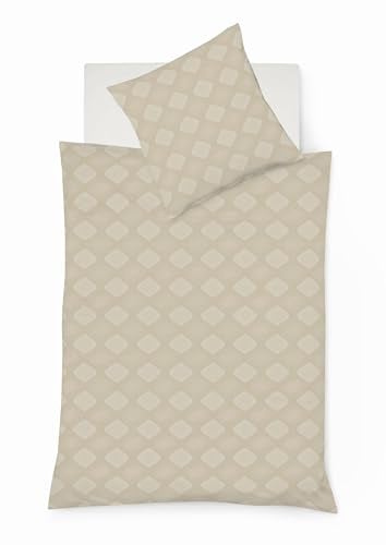 fleuresse Mako Brokat Damast Bettwäsche 135x200 Rauten Creme 454432