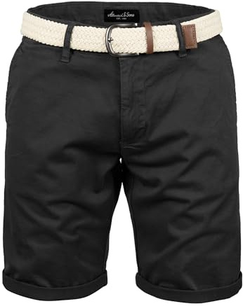 Amaci&Sons Herren Chinoshorts inkl. Gürtel Männer Kurze Bermuda Hose Regular Fit Gurt7030