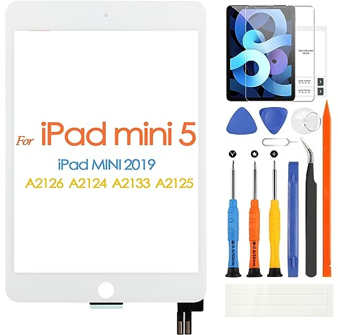 Touch Screen per iPad Mini 5 7.9 2019 5th Generation, Digitizer Touchscreen per iPad 7.9 2019 A2133 A2124 A2126, Schermo tattile Frontale, include Strumenti di Riparazione, Senza Pulsante Home(Bianco)