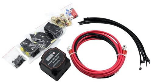 Hsthe Sea Car Split Charger Kit Leisure Battery Kit with Voltage Test Meter 12v 140Amp Smart Dual Battery Isolator for Campervan Van Truck SUV RV ATV UTV Boat -3M