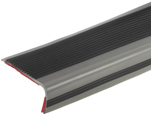 QUARKZMAN 3.2Ft Profilo per Scale, Protezione Autoadesiva Bordi Scale Pvc 3 mm Bordo per Scale Forma L Bordi per Scale Bordi per Scale per Esterni Interni, Nero/Grigio
