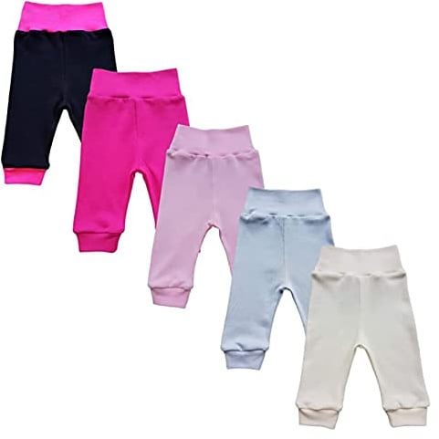 MEA BABY Unisex babybyxor i 100% bomull i 5-pack/pumphose, för pojkar och flickor, med snörning (104, flickor 2)