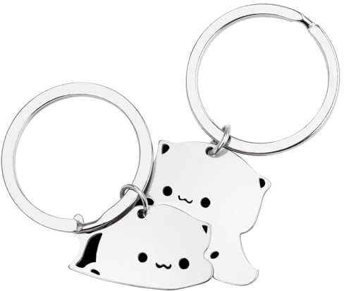 Hopton 2 Stück Katze Paar Puzzle Schlüsselanhänger - Metall Pärchen für Partner Freundschafts Geschenke