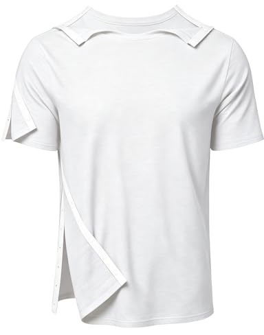 Hemd, nach der Schulter, zur Erholung, zum Abreißen, kurze Ärmel, vollständig offen, seitlicher Druckknopf, für Herren und Damen, Unisex-Größen